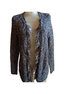 Ann Taylor Cardigan Sweater Small Open Cotton Blend Heather Blue Women's
